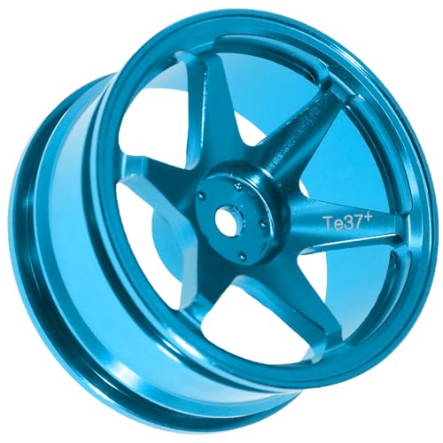 REDSPIDER • 1/10 RC Drift Wheels Rims 12mm Hex Alloy Aluminum for 1:10 Scale Rally Racing Car Tires Tamiya TT01 TT02 XV01 TA06 A959 PTG2 HPI KYOSHO HSP PTG2 Touring Street Tyres 4PCS (Blue) - color: Blue
