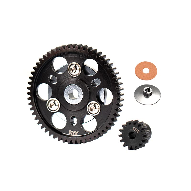 KYX Racing Hardened Steel Transmission Gear Spur Gear Set 56T/15T Upgrades Accessories for 1/10 RC Crawler Car Axial Wraith