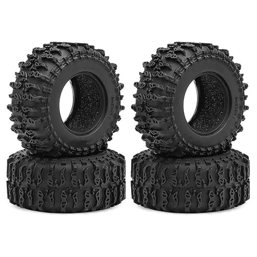 4PCS 1.3" Rubber Tire All Terrain Wheel Tyre with Foam Inserts for 1/12 1/14 1/18 1/24 Crawler Car for TRX4M SCX24 AX24 FCX24 FMS 1/24 Micro 1.0inch Beadlock Upgrade Parts (64x26mm,A) - color: 64x26mm,a