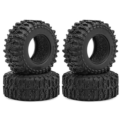 4PCS 1.3" Rubber Tire All Terrain Wheel Tyre with Foam Inserts for 1/12 1/14 1/18 1/24 Crawler Car for TRX4M SCX24 AX24 FCX24 FMS 1/24 Micro 1.0inch Beadlock Upgrade Parts (64x26mm,A) - color: 64x26mm,a