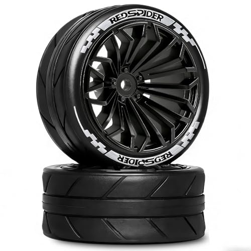 1/10 RC On Road Tires OD 2.55'' & Plastic Wheels 12mm Hex for 1:10 Scale Racing Touring Street Car Tamiya TT01 TT02 XV01 TA06 A959 144001 HPI KYOSHO HSP PTG2 Traxxas (Black) - color: Black