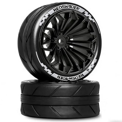 1/10 RC On Road Tires OD 2.55'' & Plastic Wheels 12mm Hex for 1:10 Scale Racing Touring Street Car Tamiya TT01 TT02 XV01 TA06 A959 144001 HPI KYOSHO HSP PTG2 Traxxas (Black) - color: Black