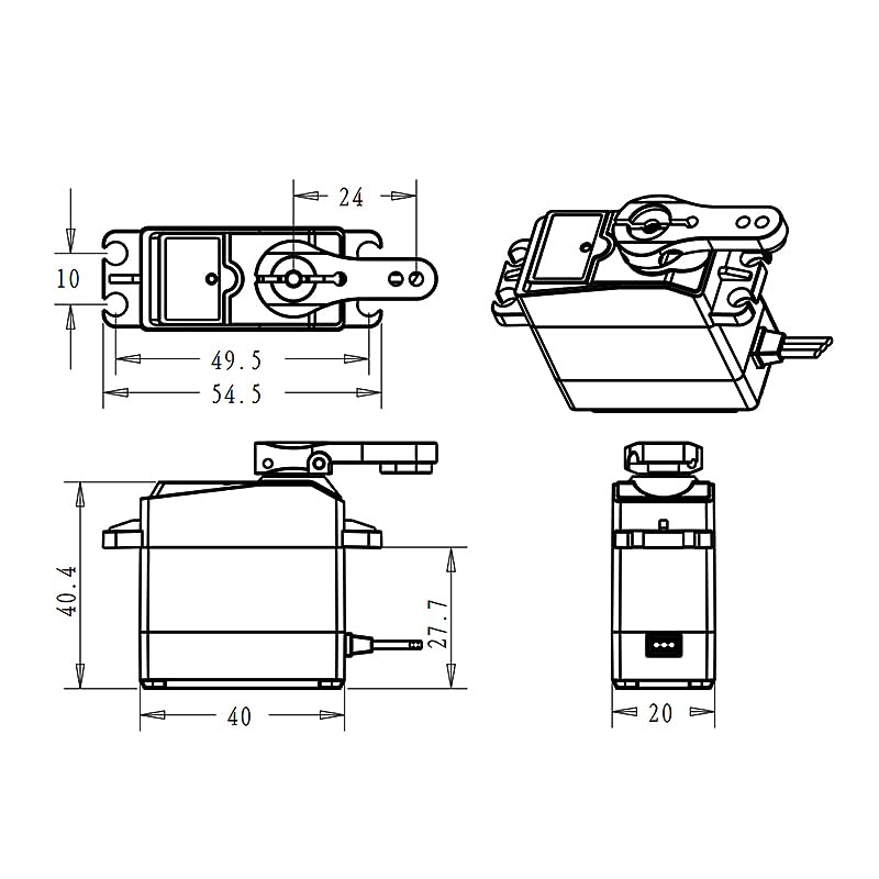 45KG Brushless RC Servo Steering Motor Digital Full Metal Gear Waterproof 180 Degree - size: 45KG (180°)