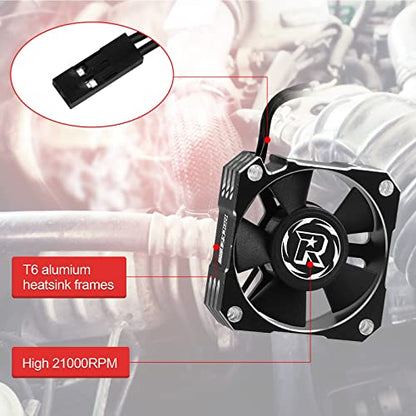 RC Cooling Fan 1/10 35mm 21000RPM 8.4V Aluminum ESC Motor Cooling Fan Heatsink for RC Car 1/8 1/10 Scale 3650,3660,3670 Brushless Motor (Black+Silver) - color: 35mm Silver Black
