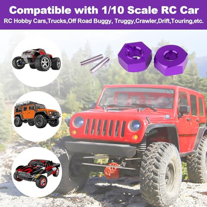 Hobbypark 12mm Aluminum Wheel Hex Drive Hub Adapters (4P) & M4 Locknuts (4P) for Redcat Racing ExceedRC HSP Himoto RC Hobby Car Accessories Purple