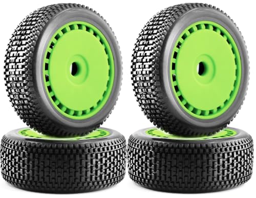 1/8 RC Off-Road Buggy Racing Tires and Wheels 17mm Hex RC Tires with Foam Inserts for ARRMA 1/8 Typhon 3S/6S Losi 8IGHT HSP Hyper HongNor FS Racing KYOSHO MP10 MP9 MP9e Neo.(4PCS/Set) - color: Green