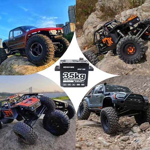 GOTECK 35KG Digital Servo,Large Torque 8.4V Full Metal Gear IP67 Waterproof Steering Servo with 25T Servo Horn for 1/8 1/10 1/12 RC Crawler Car,Robot,Boat,Truck Robot Parts (35KG(8.4V)-180°)