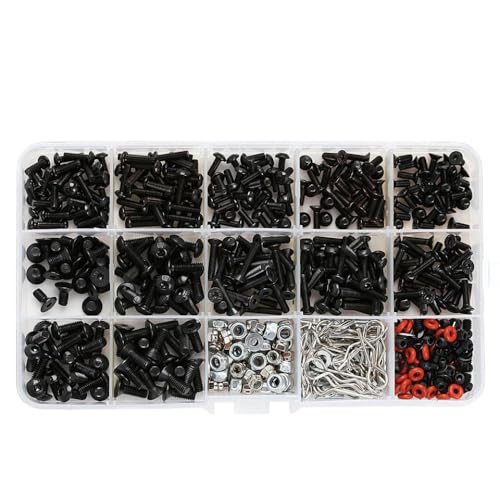 COMODO RC Car Metal Screws and Nuts Set for 1/10 Crawler – M3 M4 Flat & Round Head Hardware Kit Compatible with, MST