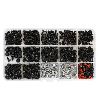 COMODO RC Car Metal Screws and Nuts Set for 1/10 Crawler – M3 M4 Flat & Round Head Hardware Kit Compatible with, MST