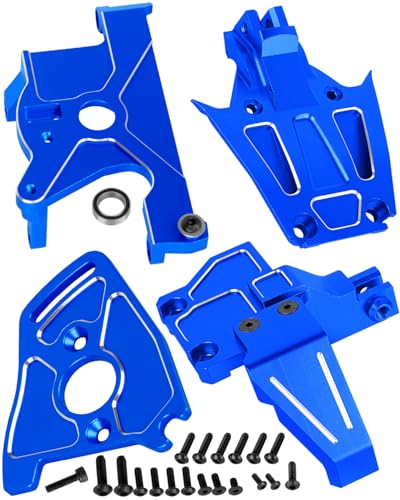 RC Alloy Chassis Brace Mounts & Motor Mount & Motor Plate Upgrades Part for 1/10 Jato 4X4 Brushless,Jato 4X4 VXL,Replace #9025,#7460A,#7490,Navy Blue - color: Navy Blue(1set)