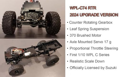Apawband WPL C74 RC Truck 1/10 RC Crawler RTR Off Road RC Rock Crawler 4x4 | All Terrain Proportional Control 370 Motor Counter Rotating Gearbox Leaf Spring Hobby Grade Toy