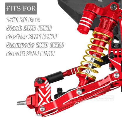 RC Caster Block Set Upgrades Part for 1/10 2WD Slash/Rustler/Stampede 2WD/Bandit 2WD VXL,Aluminium Left Right Caster Blocks,Front Steering Block,Rear Stub Axle Carriers,Red