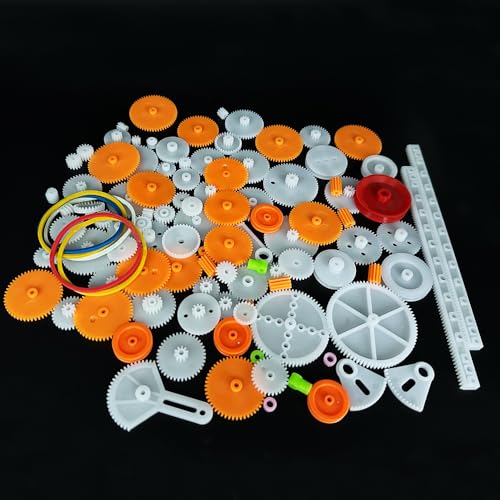 105PCS Plastic Gears Set Single Gear Reduction Gear Small Motor Gears for DC Motor DIY Model Toy RC Car Truck Robot Helicopter Gear Replacement (105)