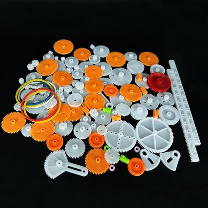 105PCS Plastic Gears Set Single Gear Reduction Gear Small Motor Gears for DC Motor DIY Model Toy RC Car Truck Robot Helicopter Gear Replacement (105)