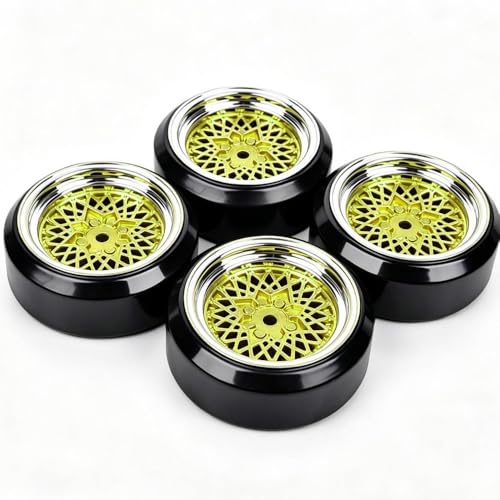 4Pcs 1/10 Drift Car Tires Hard Tyre and Wheels Rims for Tamiya Traxxas YOKOMO HSP Redcat HPI Kyosho On-Road Drifting Cars