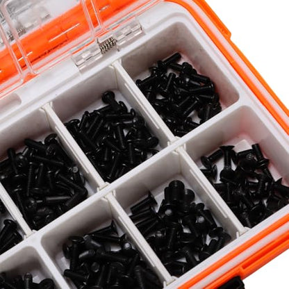RC Screw Kit, 537 Pieces Stainless Steel M3 M4 Screws Nuts Bolts E Clips R Clips Pins O Rings Hex Wrenches for 1/8 1/10 /12/16 Scale RC Cars Trucks