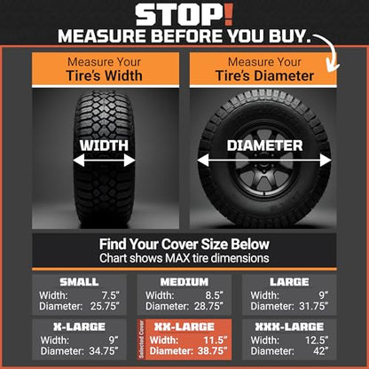 TIRESHIELD PRO Tire Covers Set of 4 - Heavy Duty All-Weather UV-Resistant Wheel Covers w/StormLock-System - Year-Round Protection for Your RV, Camper, Truck, Car & Trailer Tires w/ 35-38.75" Diameter - size: XX-Large - Fits Tire Diameters 35-38.75", style