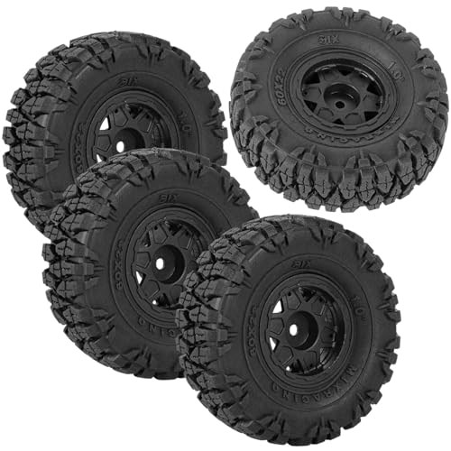 RC 1.0" Plastic Wheel hub and Tire for 1/18 TRX4M 1/24 SCX24 FCX24 Scale RC Crawler Car.Crawler Tires Wheels,4PCS.(Black-A)