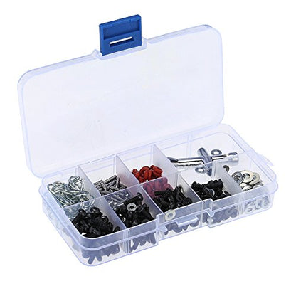 Aoresac 270Pc Machine Screws Set, Metal Material Fasteners Kit with Handy Reusable Plastic Container, Various Sizes Wrench for 1/10 HSP RC Car Tool
