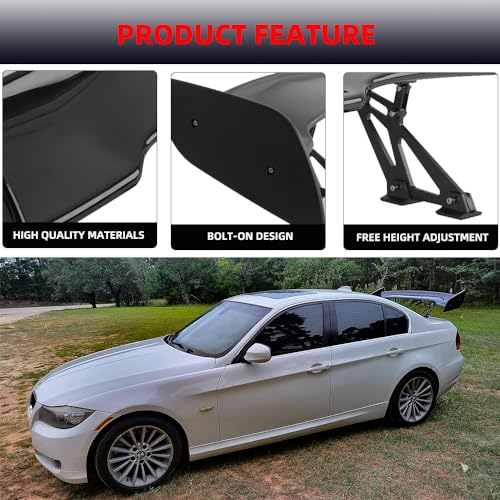 GT Wing Spoiler, Matte Black 47Inch Universal Rear Trunk Spoiler, Lightweight ABS Car Spoiler, GT Style - size: Matte Black