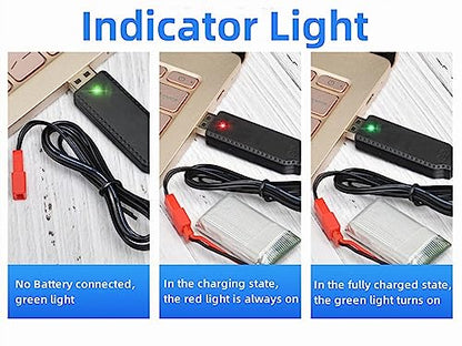 Universal Battery Charger Cable with JST Connector Plug for 3.7V 1S Lipo & 3.6V 3S Ni-MH/Ni-CD Battery Packs, Compatible with RC Car, Boat, Plane, Drone, Tank, Helicopter