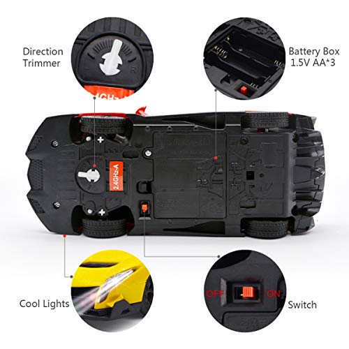 Remote Control Car Lamborghini Licensed 1:24 RC Car 2.4G,Yellow | Veneno Officially Licensed LED Lights Toy RC Cars Model Vehicle for Boys 6,7,8 Years Old - color: Yellow