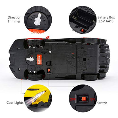 Remote Control Car Lamborghini Licensed 1:24 RC Car 2.4G,Yellow | Veneno Officially Licensed LED Lights Toy RC Cars Model Vehicle for Boys 6,7,8 Years Old - color: Yellow