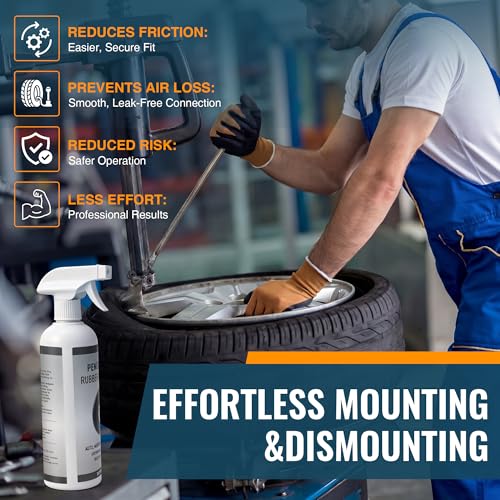 16.9 oz Bottle Tire Mounting Rubber Lubricant, Tire Mounting and Demounting Lubricant for Enhanced Bead Seal & Rust Protection for Car, Truck, Motorcycle, UTV & Trailer, Ready to Use Spray