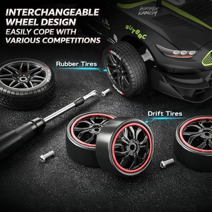 Remote Control RC Drift Car 1:16 Scale 4WD RC Car with LED Lights 2.4GHz 30km/h RTR High Speed Racing Sport Toy for Adults Boys Girls Kids Gift 2Pcs Rechargeable Battery - color: A-black