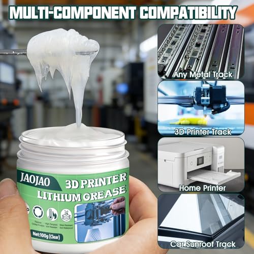 JAOJAO 3D Printer Grease,Reduces Friction & Protects Rails & Bearings, 100g | 3D Printer Lubricant for Lead Screws, X/Y/Z Axis, Gears and Other En der 3 5 V3 SE Office Home Accessories Equipment