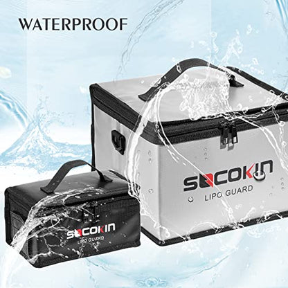 Lipo Battery Safe Bag Fireproof Explosionproof Large Capacity Bag for Charge and Storage with Detachable Adjustable Shoulder Strap (2 Pack)