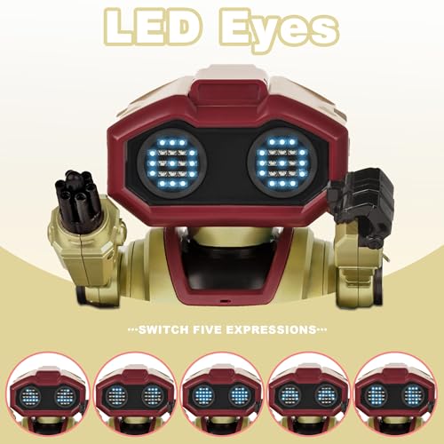 Interactive Smart Robot Toys, Rechargeable Remote Control Emo Robot, Gold | Learning Gesture Sensing, Auto-Demonstration, Music and Dance, Shining LED Eyes, Birthday Gift for Kids - color: 103 Gold