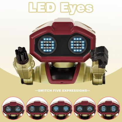 Interactive Smart Robot Toys, Rechargeable Remote Control Emo Robot, Gold | Learning Gesture Sensing, Auto-Demonstration, Music and Dance, Shining LED Eyes, Birthday Gift for Kids - color: 103 Gold