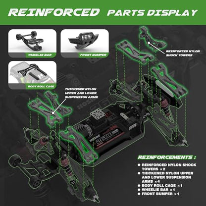 Hosim 1/10 Fast Brushless RC Cars for Adults & Boys 68+ KM/H | Off-Road 4X4 Remote Control Car, RTR Monster Truck, Waterproof All Terrain Hobby RC Truck Toy Gift with Two 2600mAh Lipo
