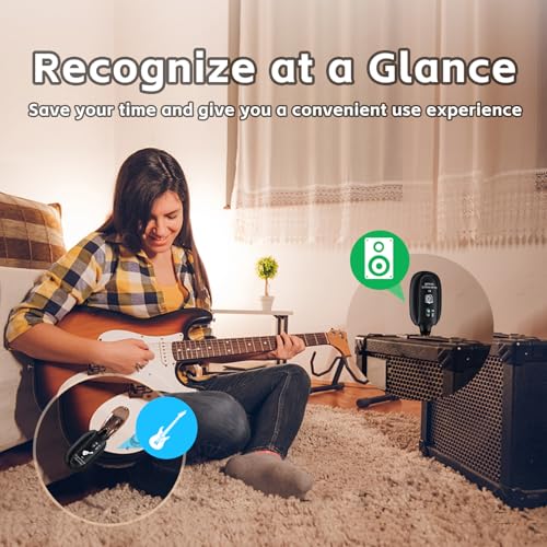 A8 Wireless Guitar System UHF 2 Modes, Rechargeable Li-Battery, 100ft Range, Plug & Play for Guitar, Bass, Violin, Keyboard - Black | Rechargeable Li-Battery, 100ft Range, Wireless Guitar Transmitter Receiver For Bass Violin Keyboard Electric Instruments