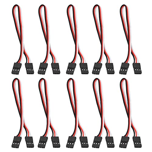 10PCS 3 Pin Servo Extension Cable Futaba JR RC Car Helicopter Aircraft Brass Core Connector Wire (200mm Female to Female) - size: 200mm female to female