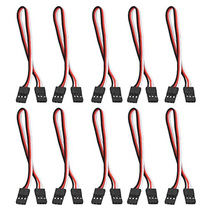 10PCS 3 Pin Servo Extension Cable Futaba JR RC Car Helicopter Aircraft Brass Core Connector Wire (200mm Female to Female) - size: 200mm female to female