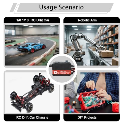 2Pcs 12KG Low Profile Digital RC Servo Full Metal Gears High Torque High Speed HV Steering Servo 7.4V +25T Aluminum Servo Arm for 1/10 1/12 RC Drift Cars Robotic Arms - style: 2Pcs 12kg low profile servo