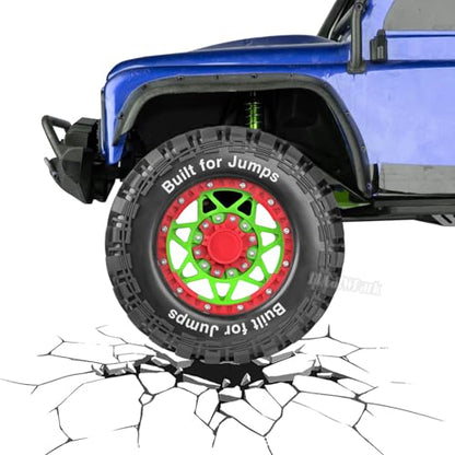 RC Truck Tires 12mm/14mm/17mm Hex RC Wheels and Tires for 1/10 Big Rock Granite Vortek/Stampede Rustler Hoss/L0s1 Rc 4wd,RC Monster Truck Car Wheel 4Pcs,Green Red - color: Green Red - (12mm/14mm/17mm Hex)
