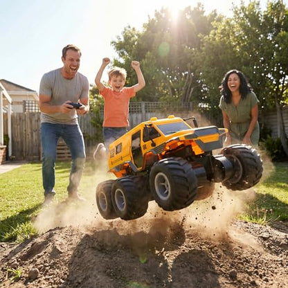 KB KAIBO 1:12 Large Amphibious Remote Control Car Monster Truck - 8WD All Terrain Waterproof Toy for Kids, 7.4V High-Speed Remote Control Car for Boys Girls Ages 6-12, Perfect Birthday Gifts -Yellow - color: Yellow