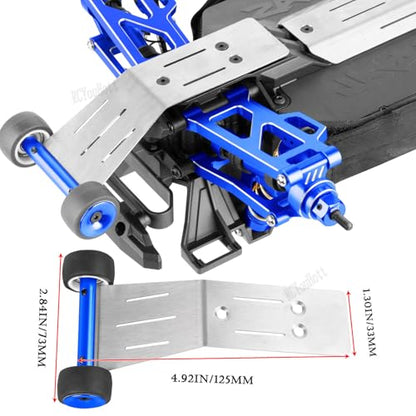 RC Upgrades Part for 1/16 (#107154-1) Mini Maxx 4WD,Tail Wheel/Skid Plate Stainless Steel Chassis/Protective Chassis Dirt Dust Resist Guard Cover/Mount Plate Motor Fixing Mount,Navy Blue - color: Navy Blue-(for 1/16）