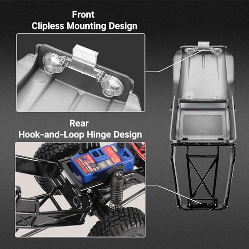 INJROA IR40 Truck Body with Tube Cage for 1/18 TRX4M Defender Bronco (Grey) - color: Grey