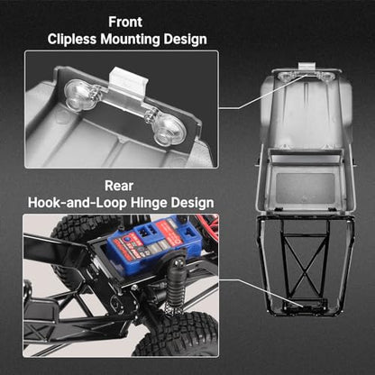INJROA IR40 Truck Body with Tube Cage for 1/18 TRX4M Defender Bronco (Grey) - color: Grey