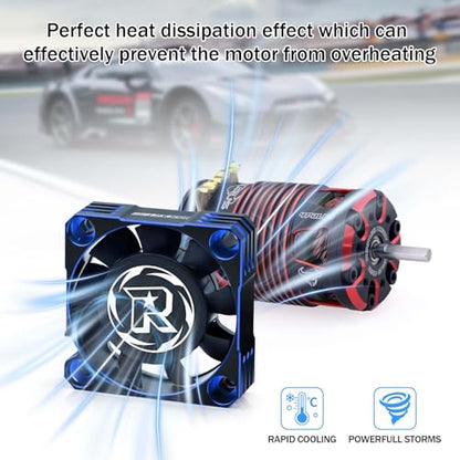 Surpass Hobby 40mm Motor Cooling Fan 16000RPM RC Cooling Fan Motor ESC Heat Dissipation for 1/10 1/8 RC Car (Black Blue) - style: Black Blue