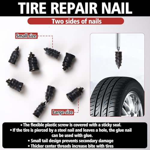 Tire Repair Glue, Rubber Cement Glue, 10ml*2 Quick-Drying Tires Repair Rubber Nail Kit, Strong Tire Plug Glues, Suitable for Bike, Car, Motorcycle, Off-Road, Truck, Tractor, Black (10ml*2)