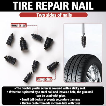 Tire Repair Glue, Rubber Cement Glue, 10ml*2 Quick-Drying Tires Repair Rubber Nail Kit, Strong Tire Plug Glues, Suitable for Bike, Car, Motorcycle, Off-Road, Truck, Tractor, Black (10ml*2)