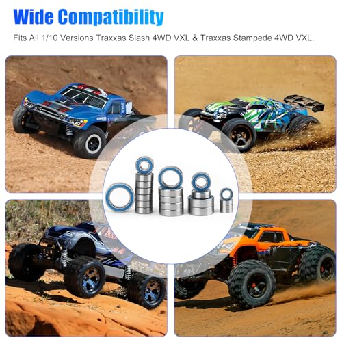 21PCS RC Bearing Kit, Steel Sealed Ball Bearings for 1/10 Traxxas Slash Stampede 4x4 4WD VXL RC Crawler