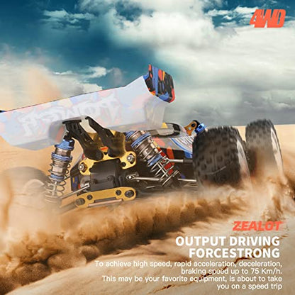 GoolRC WLtoys 124007 Brushless RC Cars, 1:12 Scale Remote Control Car, 4WD 75km/h High Speed Racing Car, 2.4GHz All Terrain Off Road RC Truck RTR with Metal Chassis for Adults