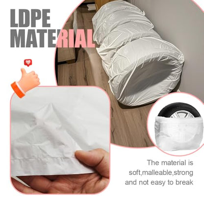 8PCS Extra-Large Tire Covers, Tire Storage Bags, Waterproof Dustproof Wheel Protective Cover, Automotive Accessories Tear-Resistant Plastic Spare Tyre Bags Universal for Most Vehicles (8PCS)