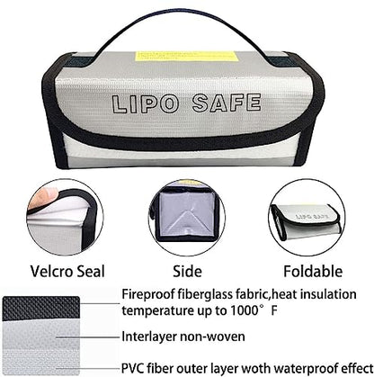 3pcs Lipo Battery Safe Bag Fire-Explosionproof Bag for RC Vehicle Batteries Other Batteries Storage and Charging Safe (215x145x165mm+185x75x60mmx2)